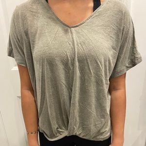 Olive Green Knot-front T-shirt
